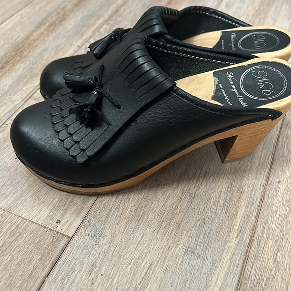 NO. 6 STORE Wooden Leather CLOGS with Tassels Size 37 handmade by Sven - Picture 5 of 16